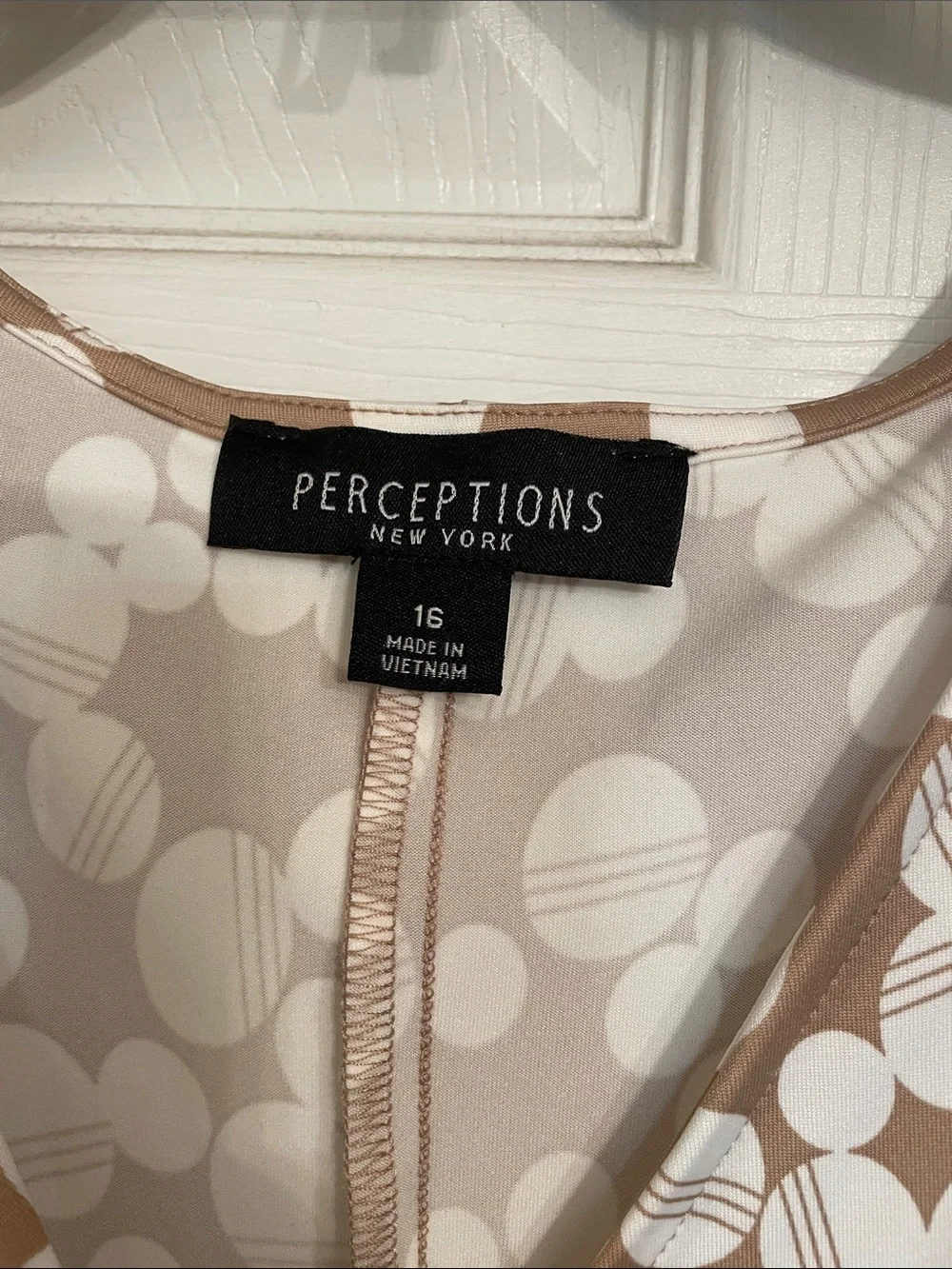 Perceptions Taupe and White Polka-Dot Wrap Midi Dress - Picture 2 of 5